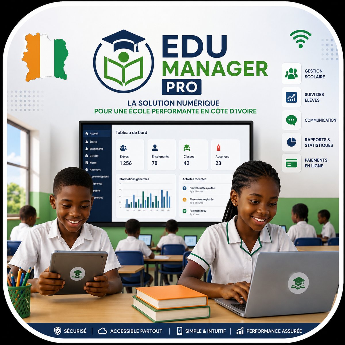EduManager Pro — La solution numérique pour une école performante en Côte d'Ivoire